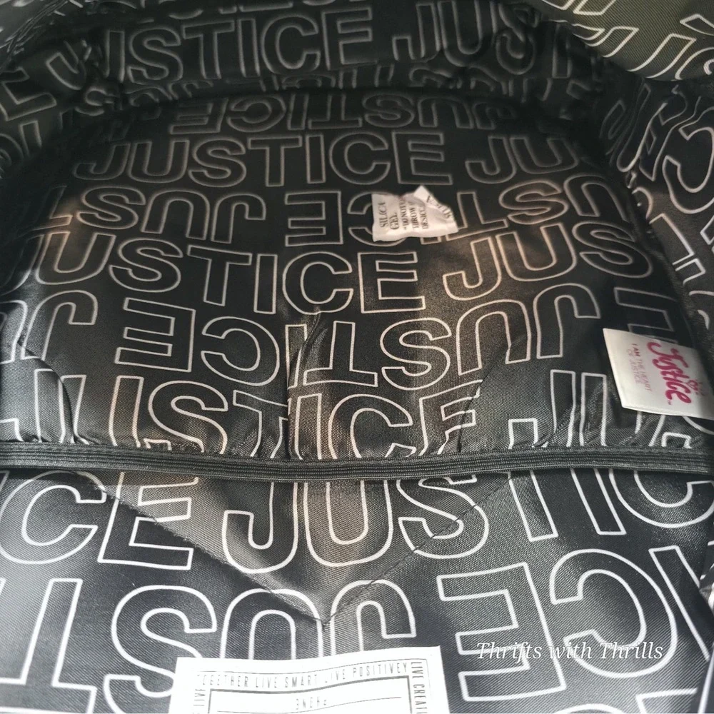 New Justice Yin-Yang Black/Holographic Silver Backpack With Keychain